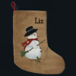 Meia De Natal Pequena Country Snowman Christmas Stocks<br><div class="desc">Esta Parada de Natal do Country Snowman ajustado bem com um decoro primitivo ou de férias no país. Personalize-o com seu próprio nome ou texto.</div>