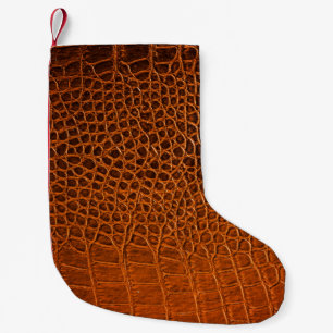 Meia De Natal Pequena Couro-crocodilo castanho