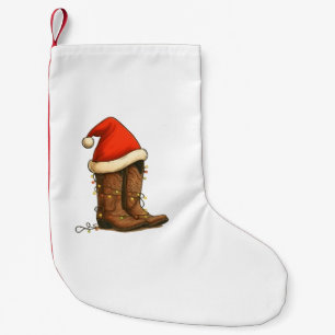 Meia De Natal Pequena Cowboy Boots Natal Western Santa Hat