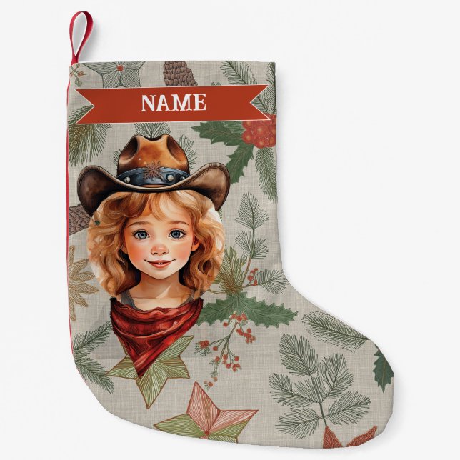 Meia De Natal Pequena Cowboy Christmas Stocking (Frente)