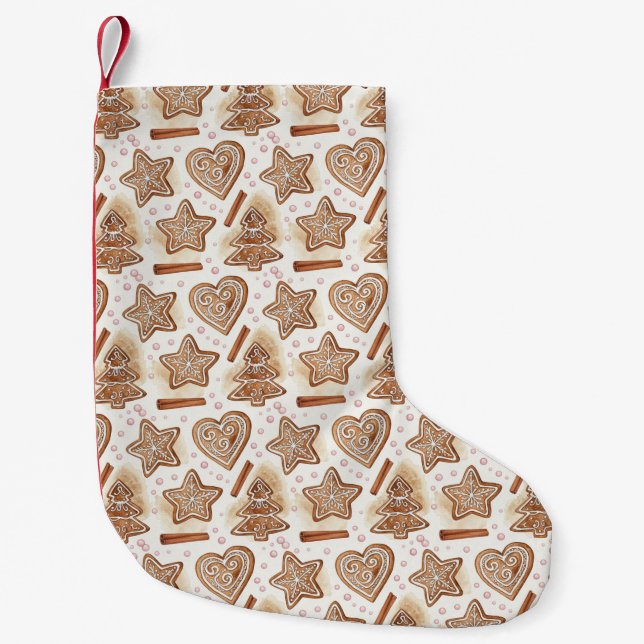Meia De Natal Pequena Cozy Gingerbread Cookie Seamless Pattern (Frente)