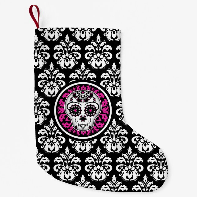 Meia De Natal Pequena Crânio feminino (Frente)