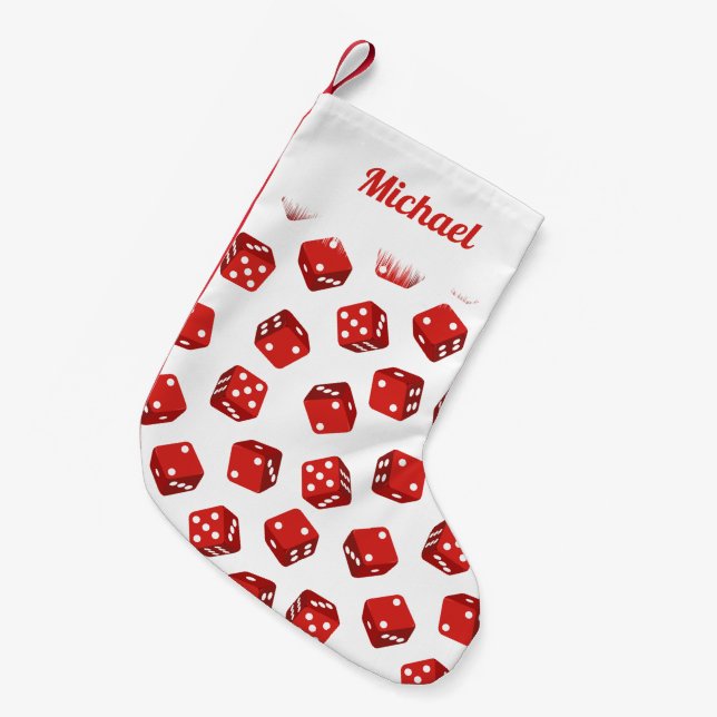 Meia De Natal Pequena Craps Red Dice Casino Themed (Frente (Pendurada))