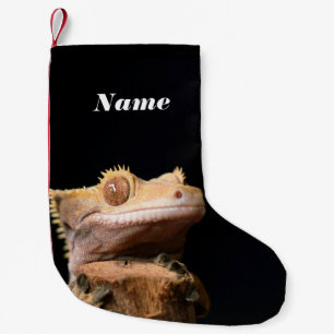 Meia De Natal Pequena Crested Gecko Lizard em preto