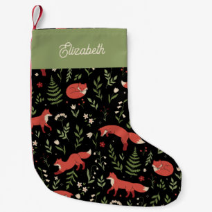 Meia De Natal Pequena Crianças Personalizadas Botânicas Da Woodland Fox