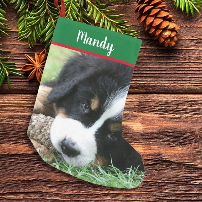 Meia De Natal Pequena Crie seu próprio natal de cheio (Create your own full photo, Christmas stocking. Beautiful stocking with your own photo and name.)
