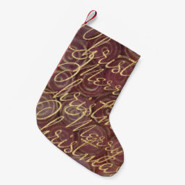 Meia De Natal Pequena Crimson de Natal e Dourado