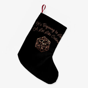 Meia De Natal Pequena Critérios D20 Azul   RPG Fantasy Tabletop Gamer D