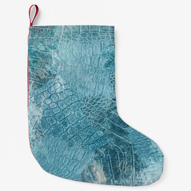Meia De Natal Pequena Crocodilo Batik: Arte de Tecido Texturada (Frente)