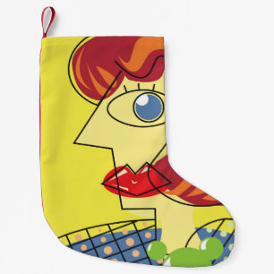 Meia De Natal Pequena Cubismo retrato feminino colorido