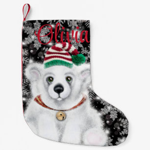 Meia De Natal Pequena Cubo de urso polar, Papai noel