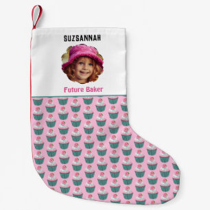 Meia De Natal Pequena Cupcakes de Fotos Personalizados Nome de Modelo Es