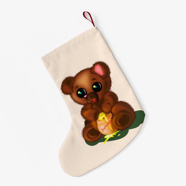 Meia De Natal Pequena Cute Bear Christmas Stockings (Verso (Pendurada))