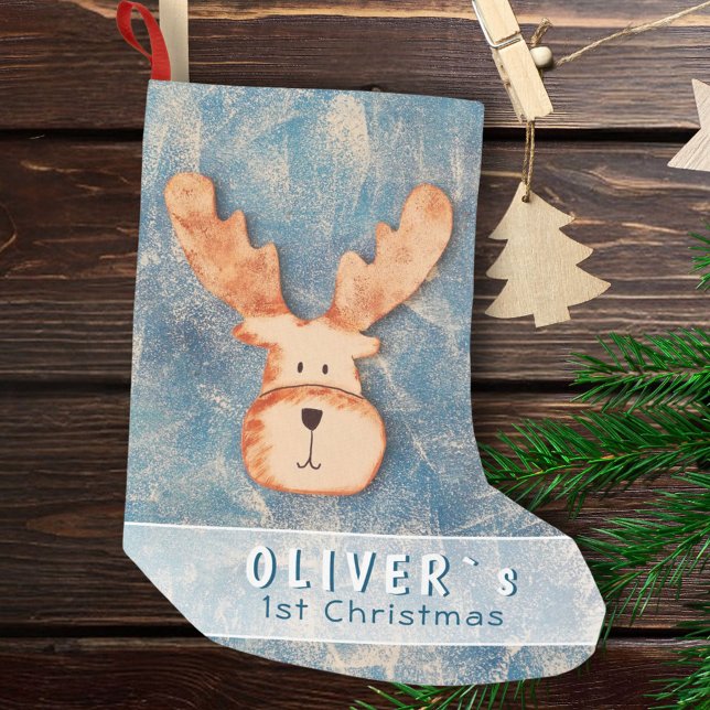 Meia De Natal Pequena Cute Deer Baby é o primeiro Natal (Criador carregado)