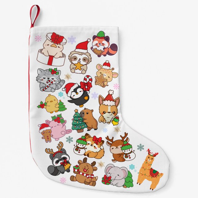 Meia De Natal Pequena Cute Kawaii Christmas Animal Pattern Stocking (Frente)