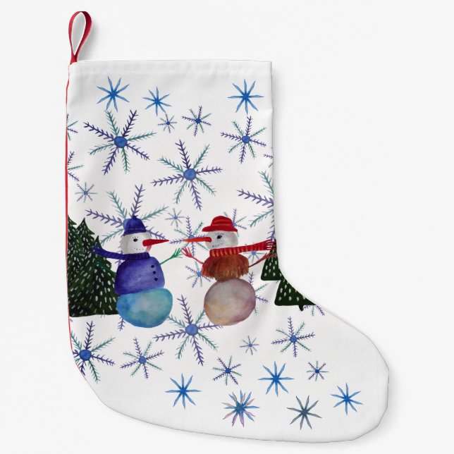 Meia De Natal Pequena Cute Snowman (Frente)