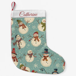 Meia De Natal Pequena Cute Snowman Christmas Stocking