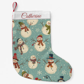 Meia De Natal Pequena Cute Snowman Christmas Stocking