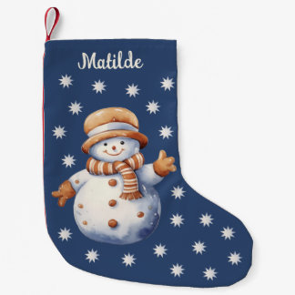 Meia De Natal Pequena Cute Watercolor Snowman Christmas Stocking