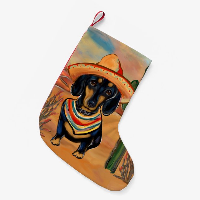 Meia De Natal Pequena Dachshund (Frente (Pendurada))