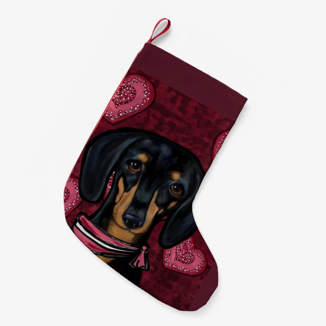 Meia De Natal Pequena Dachshund (Frente (Pendurada))