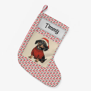 Meia De Natal Pequena Dachshund Cute, Personalizado Com Nome, Cão Wiener