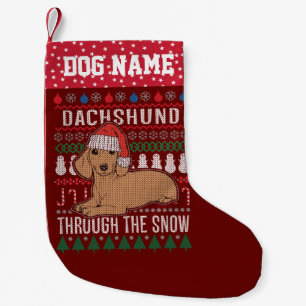 Meia De Natal Pequena Dachshund Personalizado Através Do Feriado De Nev