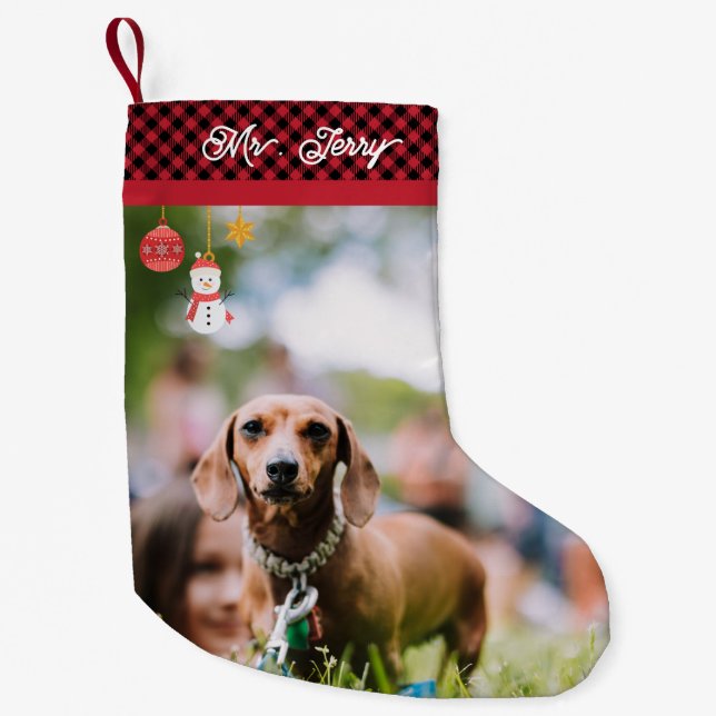 Meia De Natal Pequena Dachshund Sausing Dog Cachorro Puppy Presente de N (Frente)