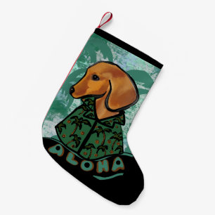Meia De Natal Pequena Dachshund Vermelho
