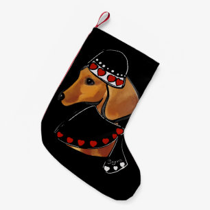 Meia De Natal Pequena Dachshund Vermelho