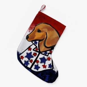 Meia De Natal Pequena Dachshund Vermelho  