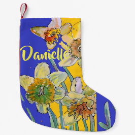 Meia De Natal Pequena Daffodil Watercolor Flowers Nome Floral Stocks