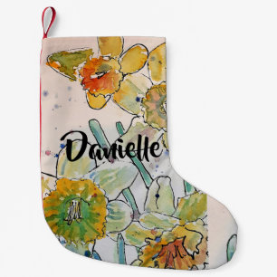 Meia De Natal Pequena Daffodil Watercolor Flowers Nome Floral Stocks