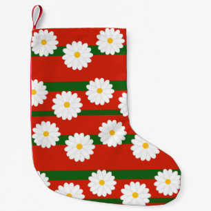 Meia De Natal Pequena Daisy Flower green red 2 tone Feliz padrão Chris
