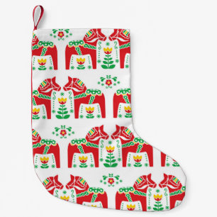 Meia De Natal Pequena Dala Horse Sueco: Arte Folk