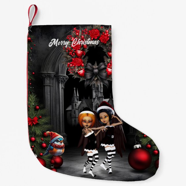 Meia De Natal Pequena Dançando para o natal. (Frente)