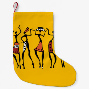 Meia De Natal Pequena Dançarinos Africanos, Silhouette Étnica Vintage.