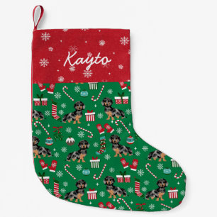 Meia De Natal Pequena Dapple Dachshund Natal Balas Canas Nome Personaliz