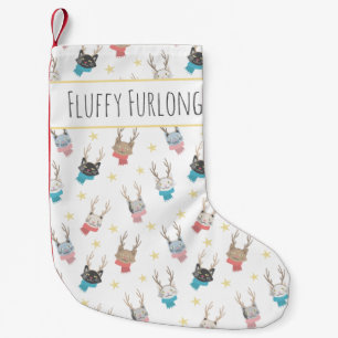 Meia De Natal Pequena De "gatos do feriado do Natal Meowy" nos Antlers