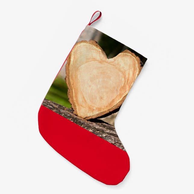 Meia de Natal pequena de madeira coração (Frente (Pendurada))