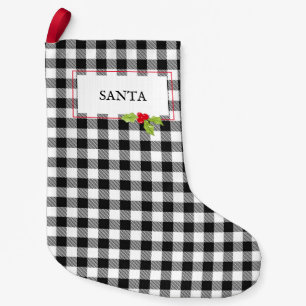 Meia De Natal Pequena Decor Clássico de PAPAIS NOEIS de Natal da Xadrez