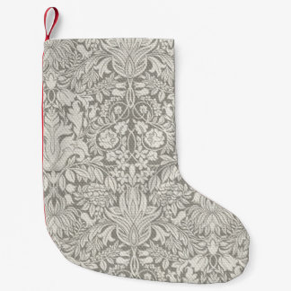 Meia De Natal Pequena Decoração de Casa Floral Damasco Branco Elegante