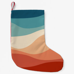 Meia De Natal Pequena decoração de ondas coloridas do estilo retrô