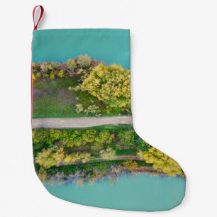 Meia De Natal Pequena Decoração verde, marrom e amarela