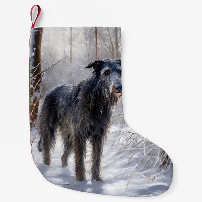 Meia De Natal Pequena Deerhound Escocês Deixe-o nevar no Natal (Frente)