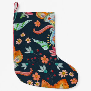 Meia De Natal Pequena Delícia Floral: Textura De Flor De Aquarela