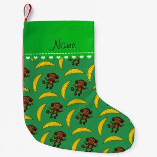 Meia De Natal Pequena Denominação personalizada bananas de macaco verde