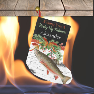 Meia De Natal Pequena Desejando-lhe um Fishmas de Voa Reely, Trut Small 