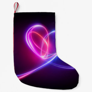 Meia De Natal Pequena Desenho de luz de néon cor-de-rosa. Doença card
