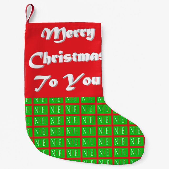 Meia De Natal Pequena Design de Natal verde com texto grande (Frente)